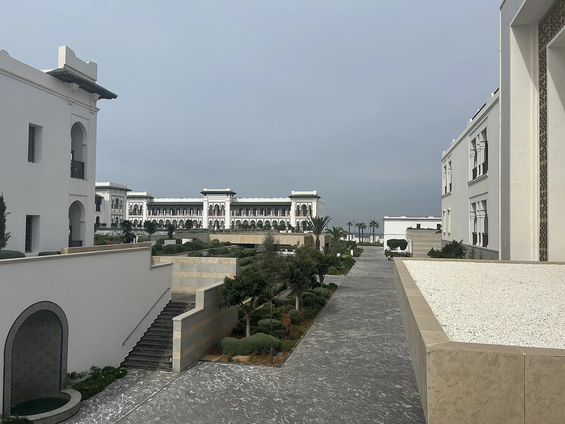 Courtyard and restored palace buildings at Four Seasons Hotel Rabat at Kasr Al Bahr