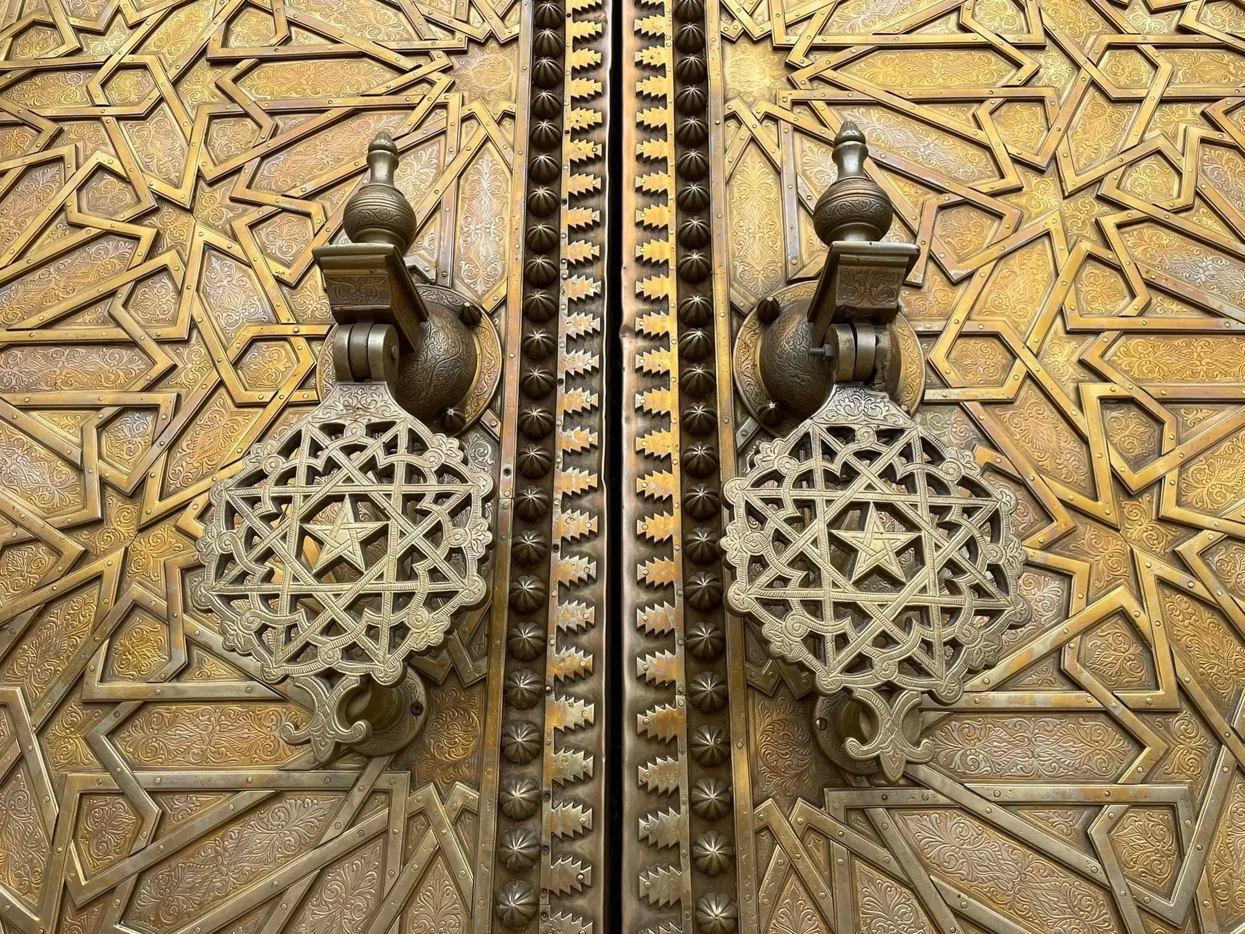 Ornate handcrafted Moroccan brass doorway
